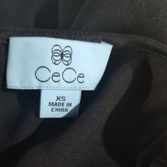 Cece Women's Textured Satin Long Puff Sleeve  Black Blouse Size Extra Small - Picture 11 of 12